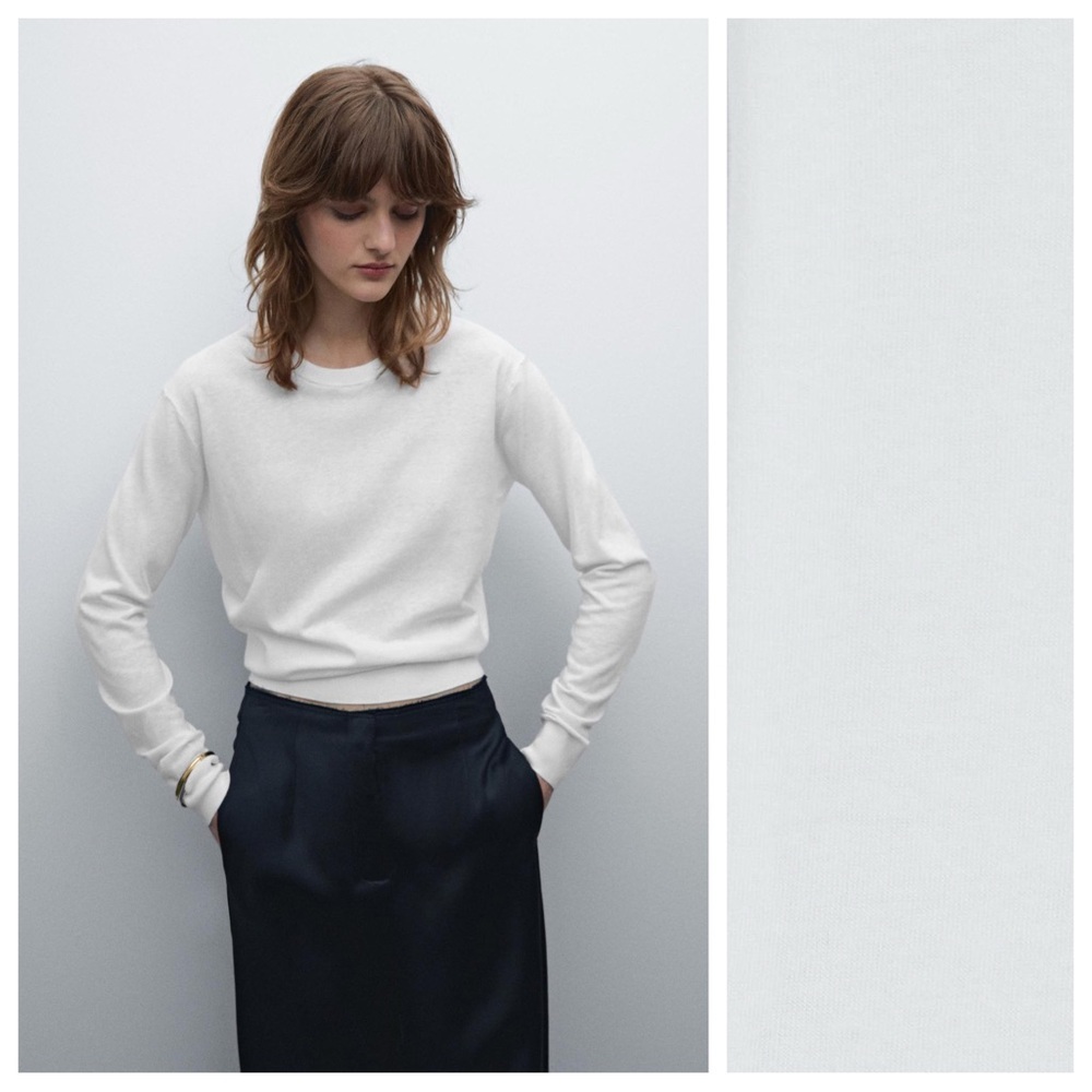 Massimo Dutti White Crewneck Sweater